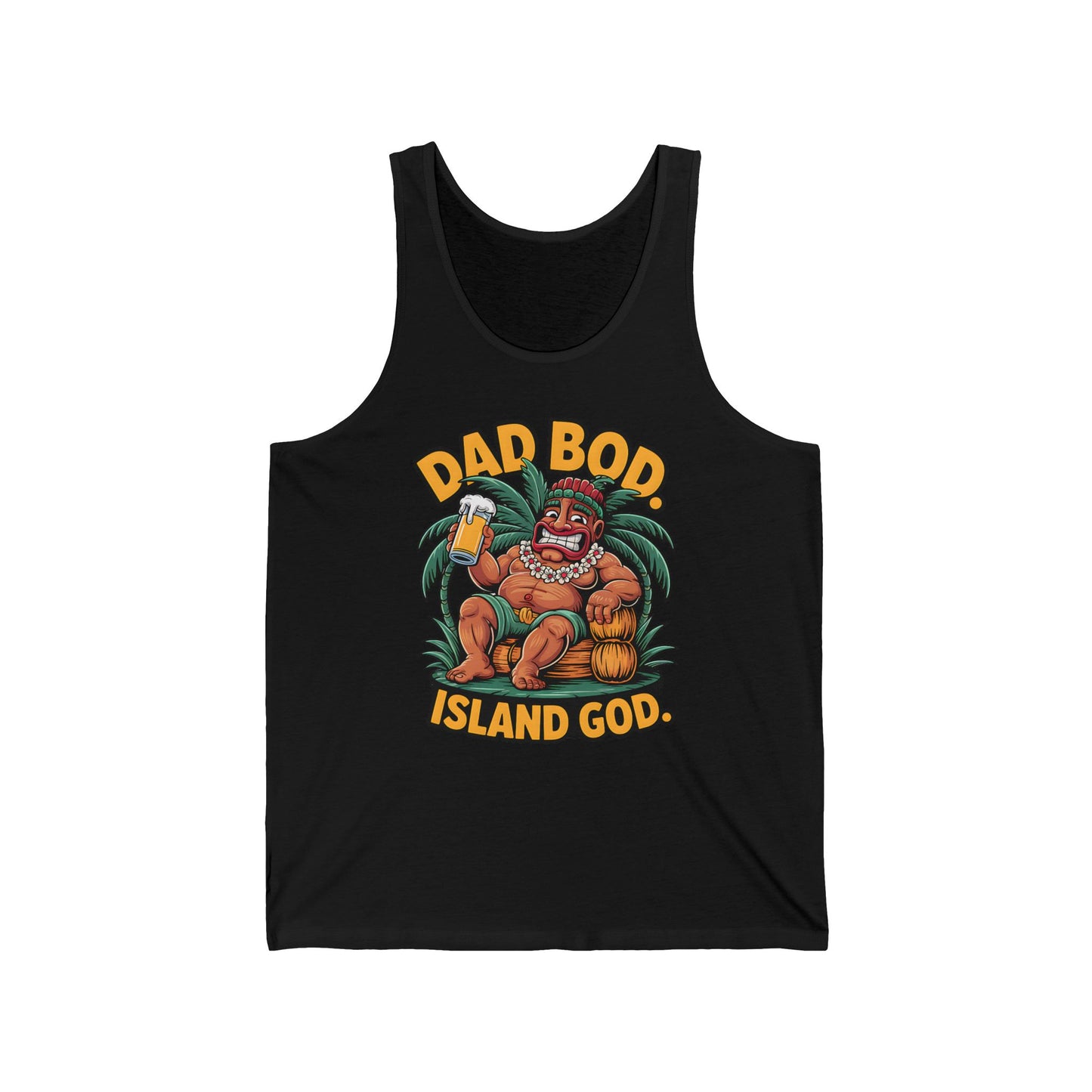 Dad Bod Island God Tiki Tank Top