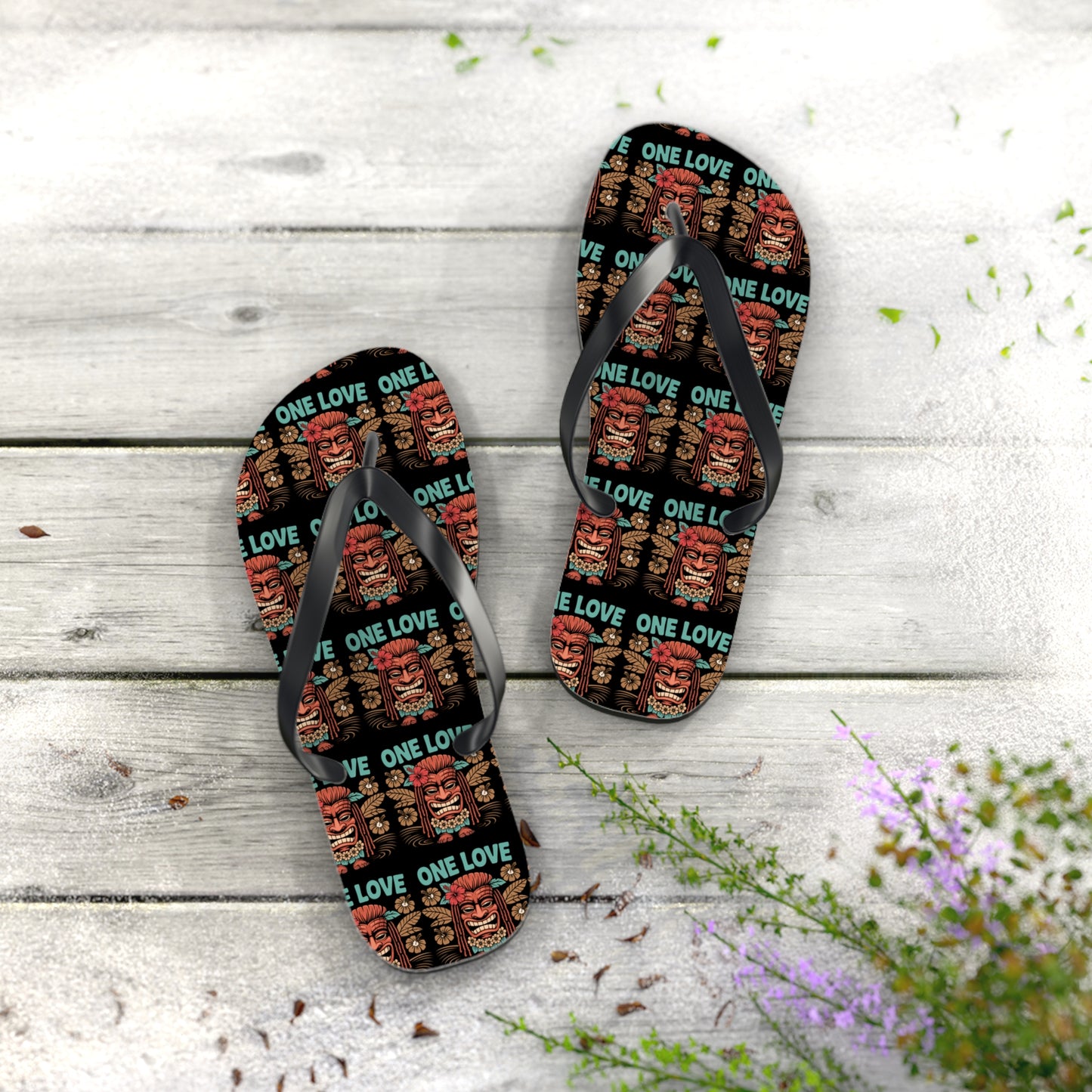 Tropical Flip Flops - 'One Love' Design for Summer Vibes