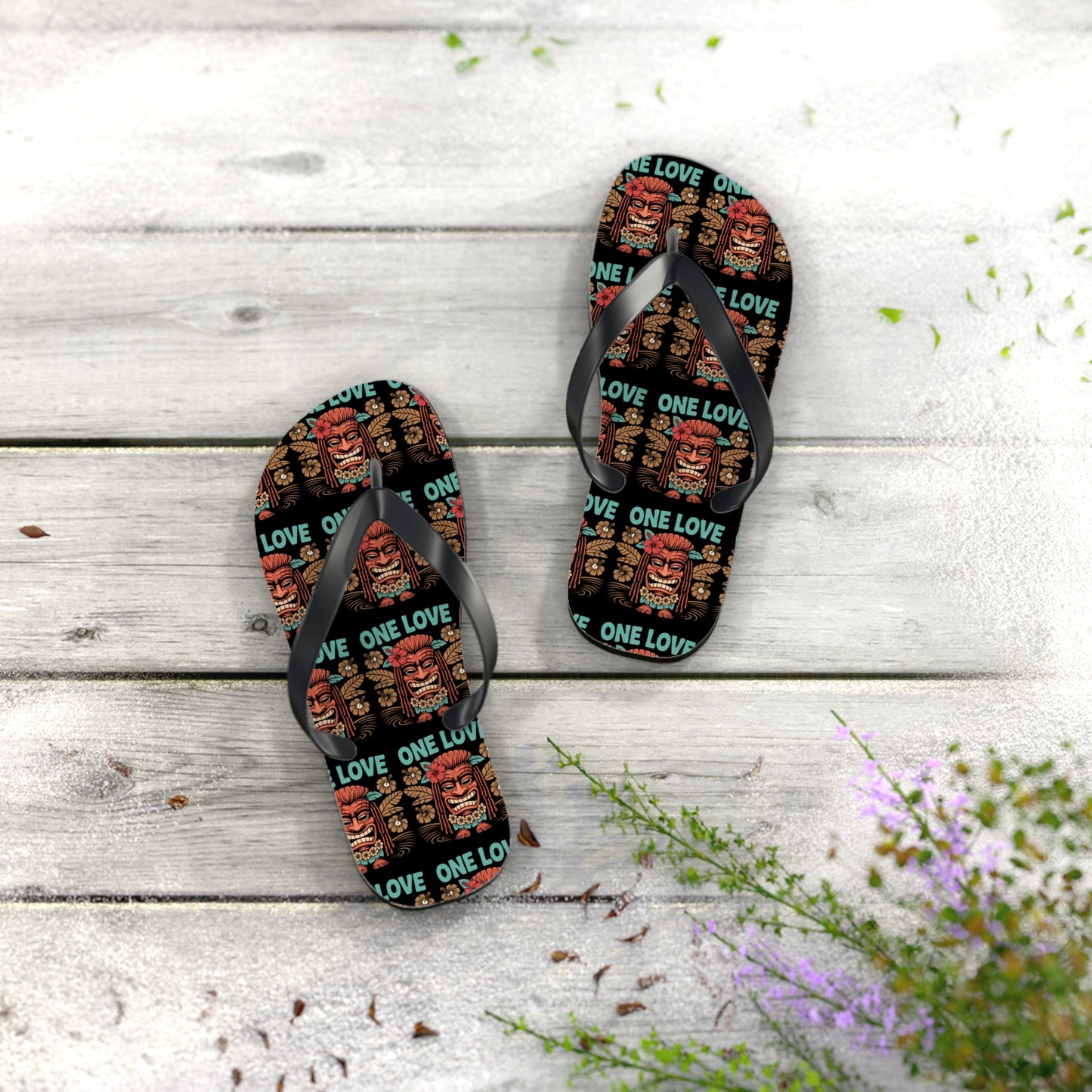 Tropical Flip Flops - 'One Love' Design for Summer Vibes