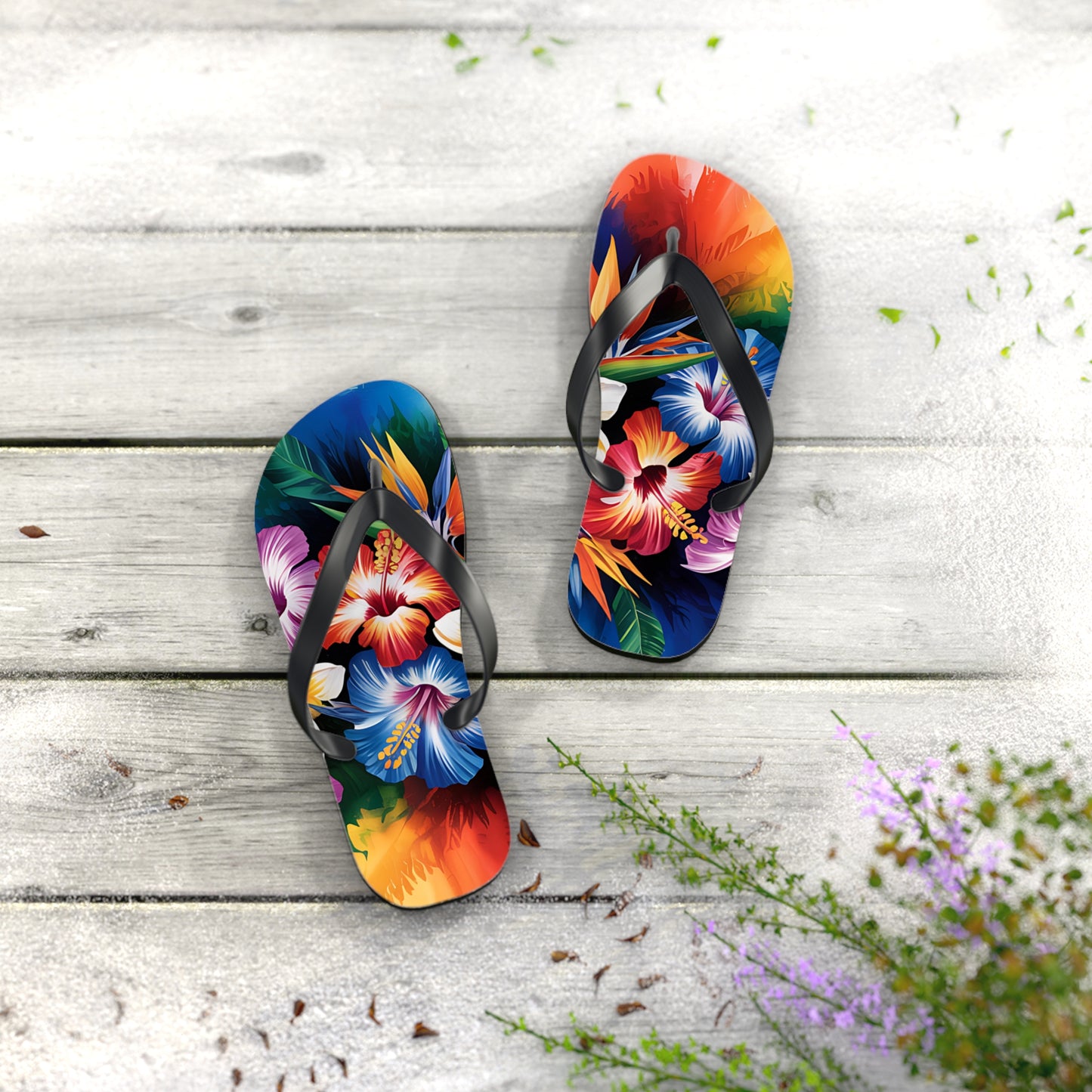 Bright Hibiscus Summer Flip Flops