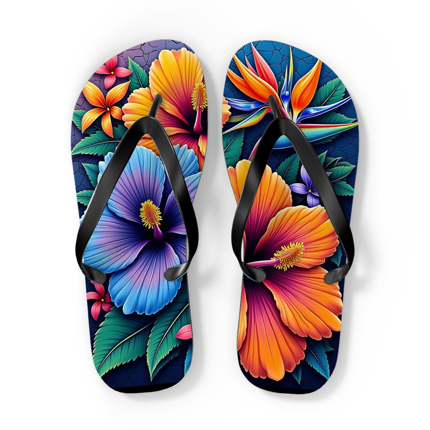 Tropical Floral Flip Flops - Vibrant Summer Sandals