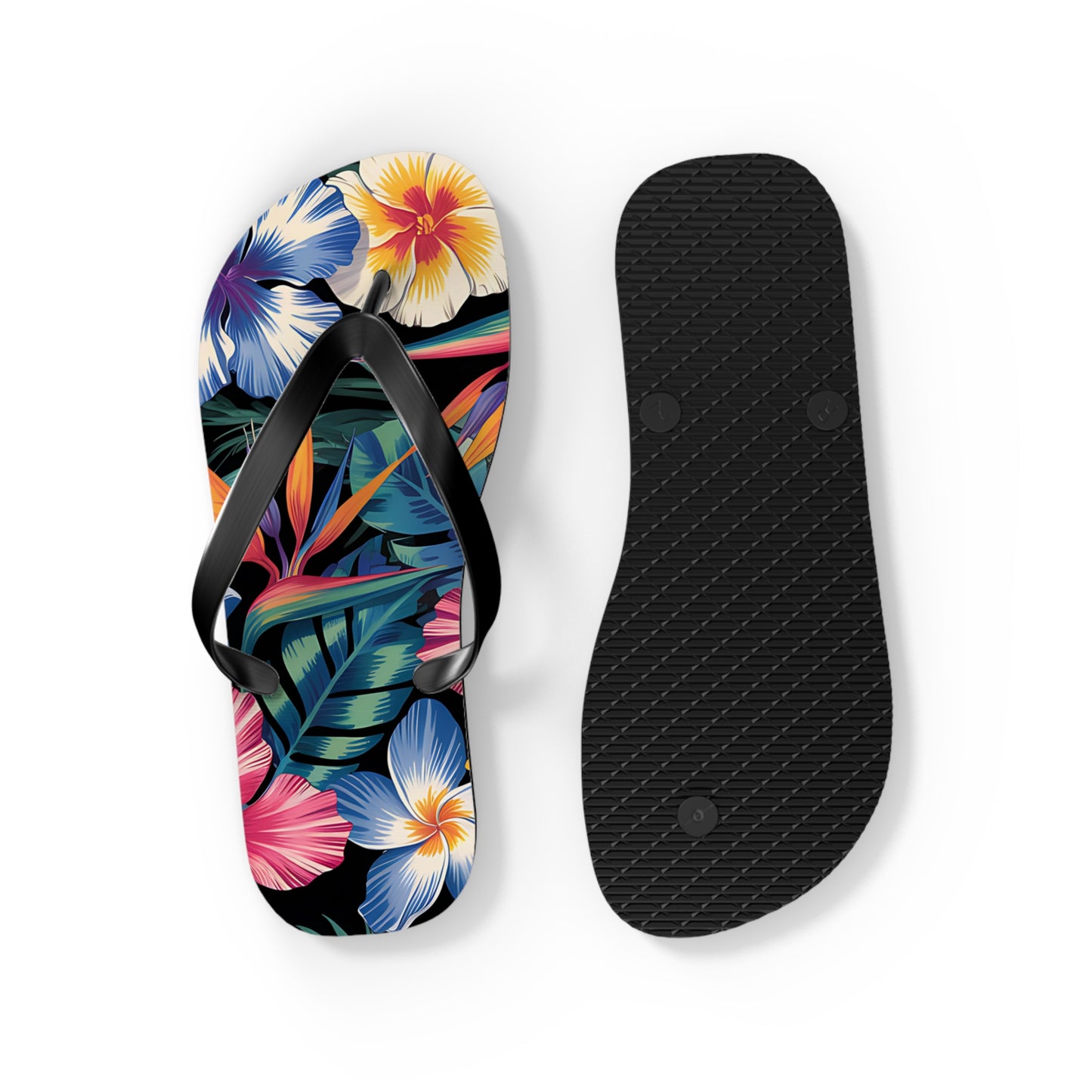 Tropical Floral Flip Flops - Summer Beach Footwear