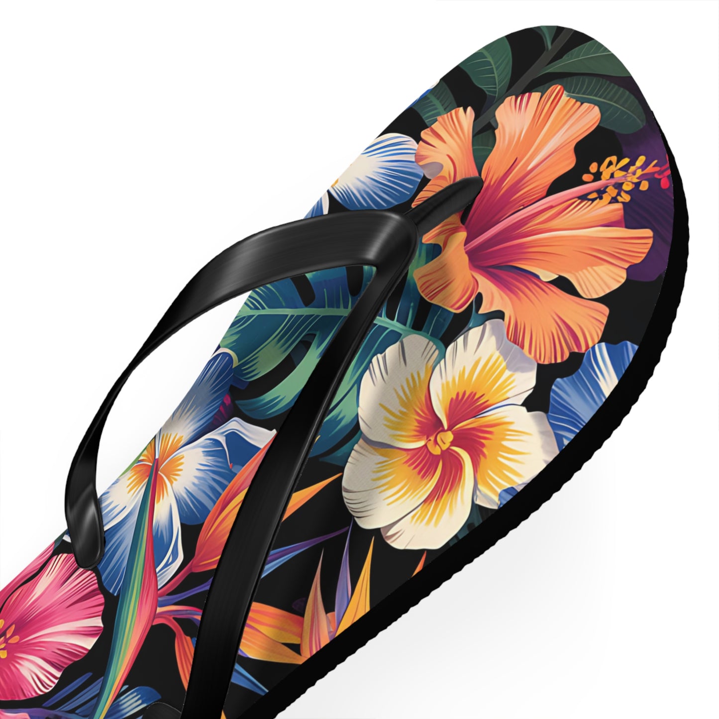 Tropical Floral Flip Flops - Summer Beach Footwear