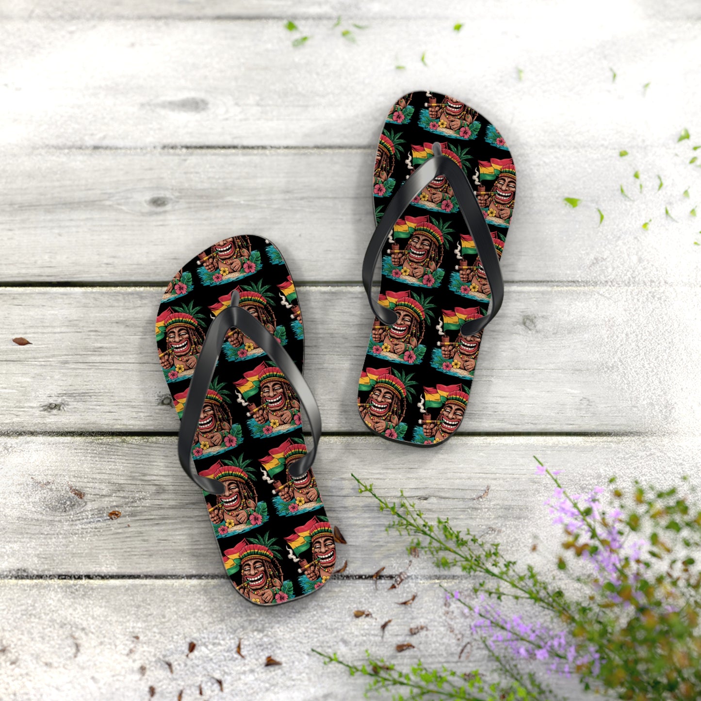 Rasta Tiki Flip Flops