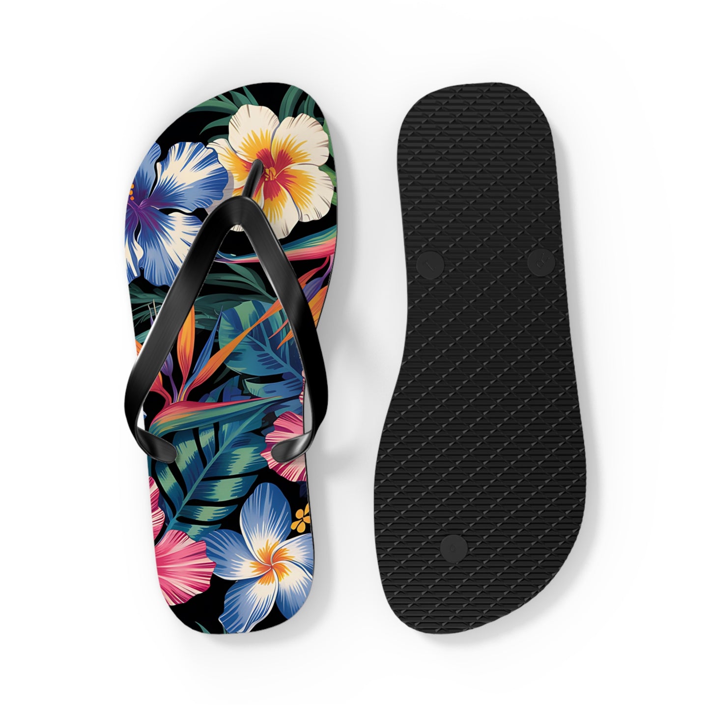Tropical Floral Flip Flops - Summer Beach Footwear
