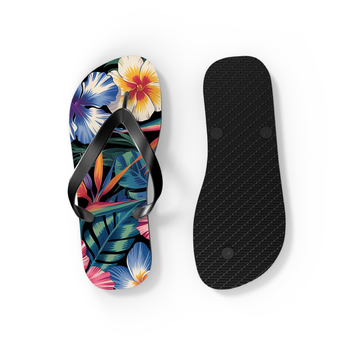 Tropical Floral Flip Flops - Summer Beach Footwear
