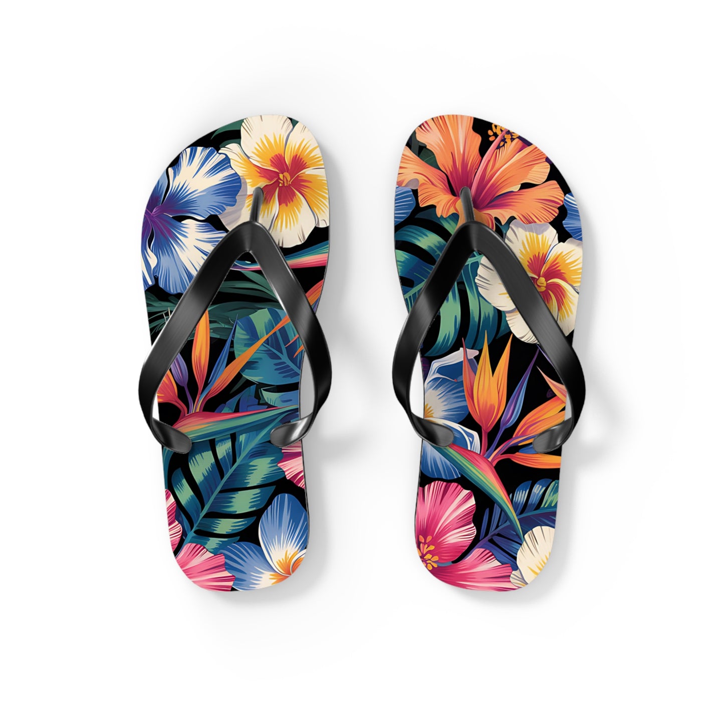 Tropical Floral Flip Flops - Summer Beach Footwear