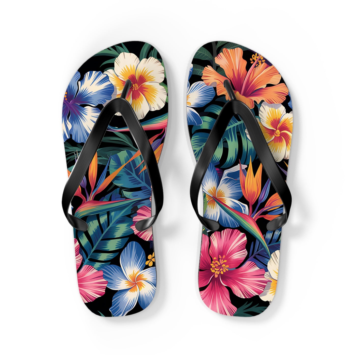 Tropical Floral Flip Flops - Summer Beach Footwear