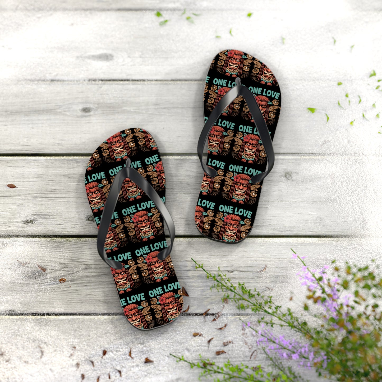 Tropical Flip Flops - 'One Love' Design for Summer Vibes