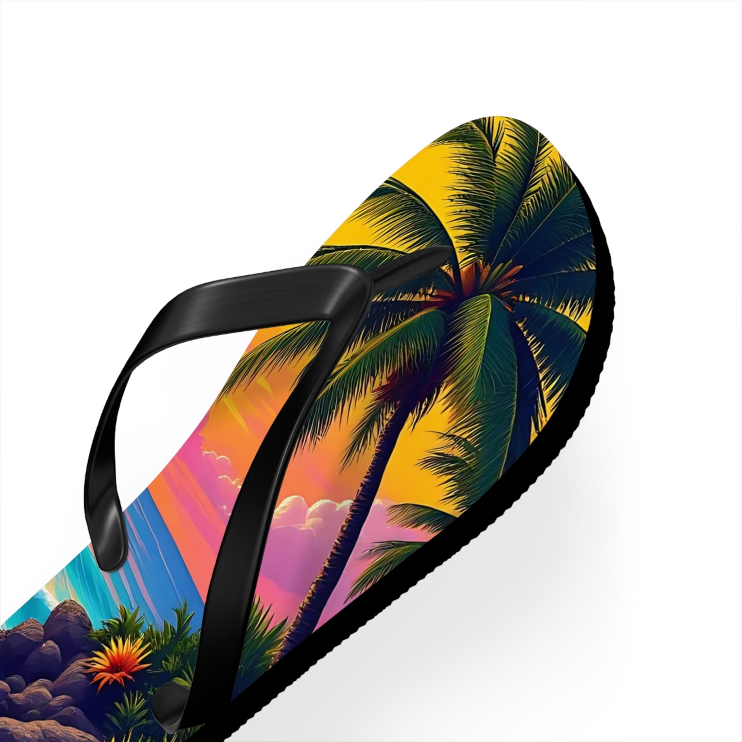 Tropical Beach Flip Flops - Colorful Paradise Design