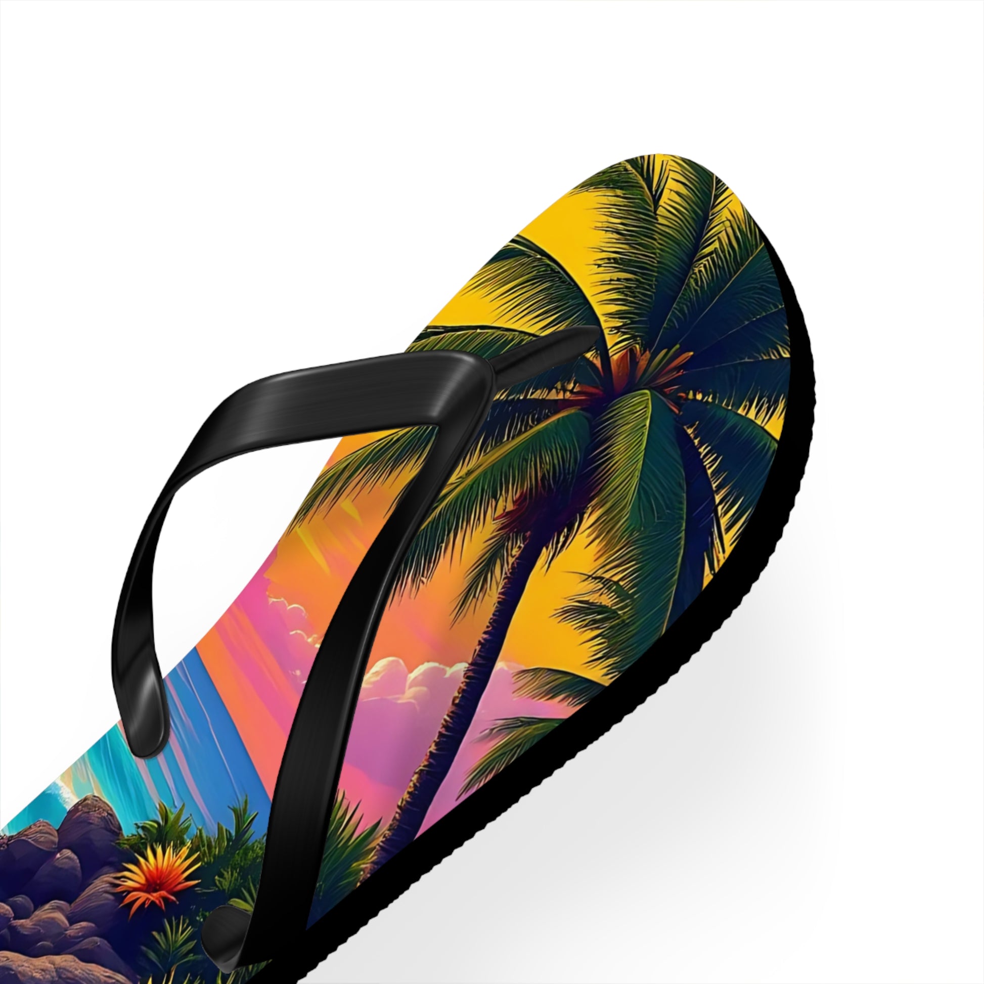 Tropical Beach Flip Flops - Colorful Paradise Design