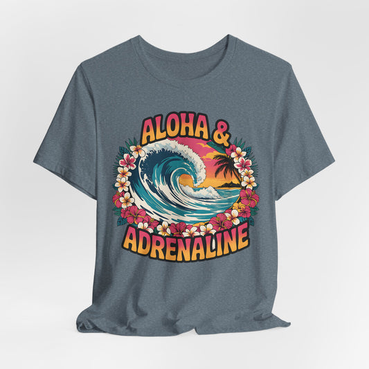 Aloha & Adrenaline Graphic Tee - Unisex Short Sleeve Shirt for Adventure Lovers