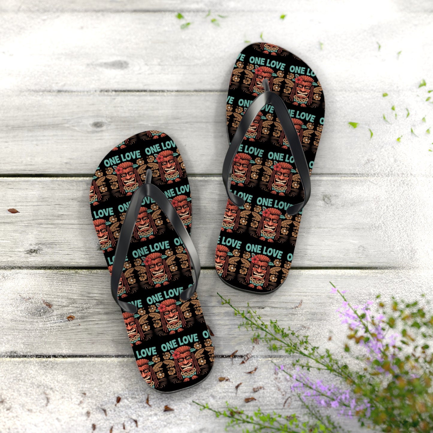 Tropical Flip Flops - 'One Love' Design for Summer Vibes