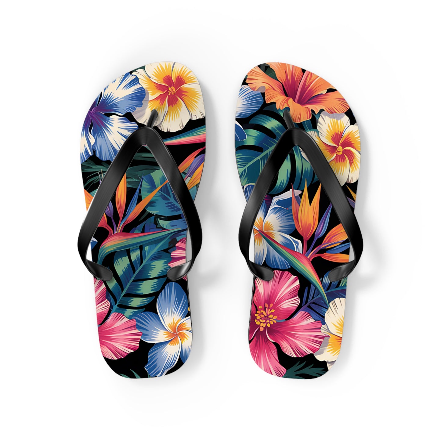 Tropical Floral Flip Flops - Summer Beach Footwear