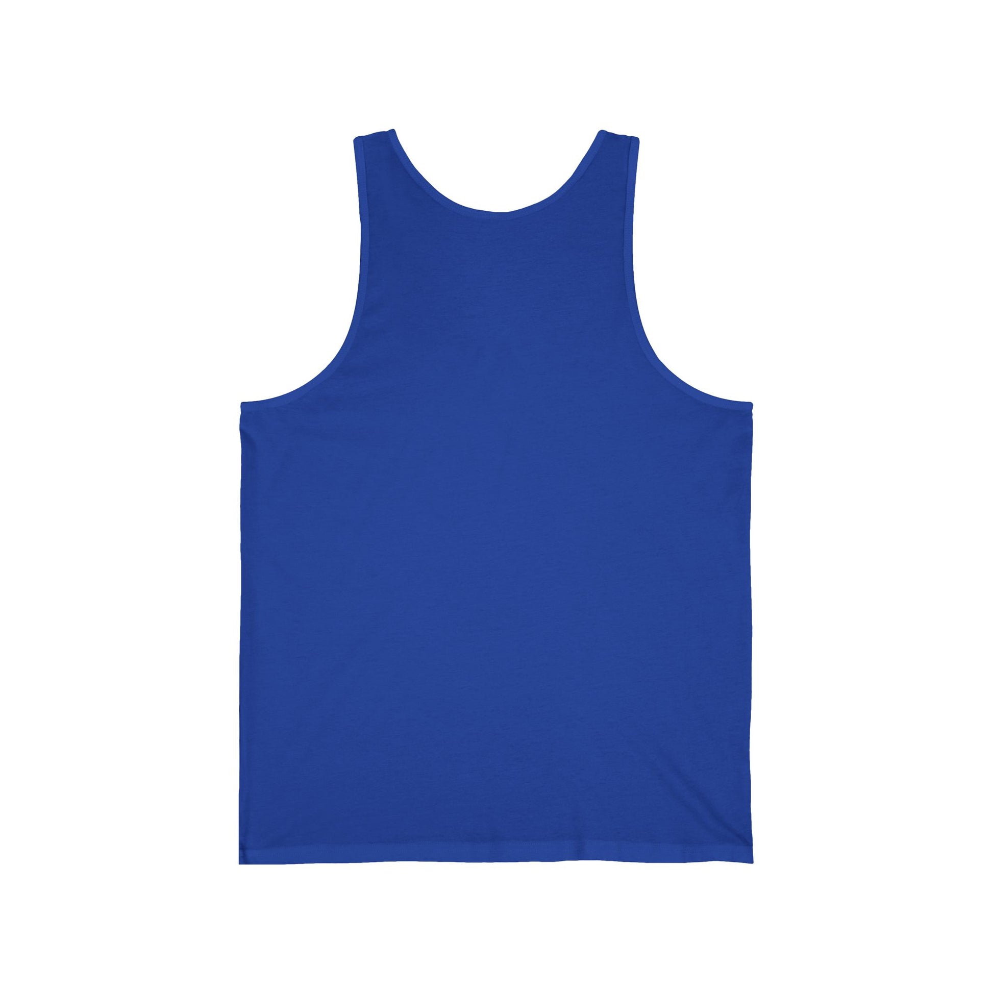 The Tropical Mai Tai Tank in royal blue is displayed flat, back side up, on a white background—ideal for beach days or summer parties.