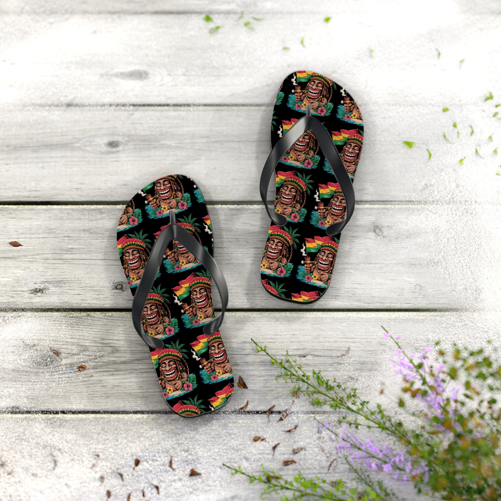 Rasta Tiki Flip Flops