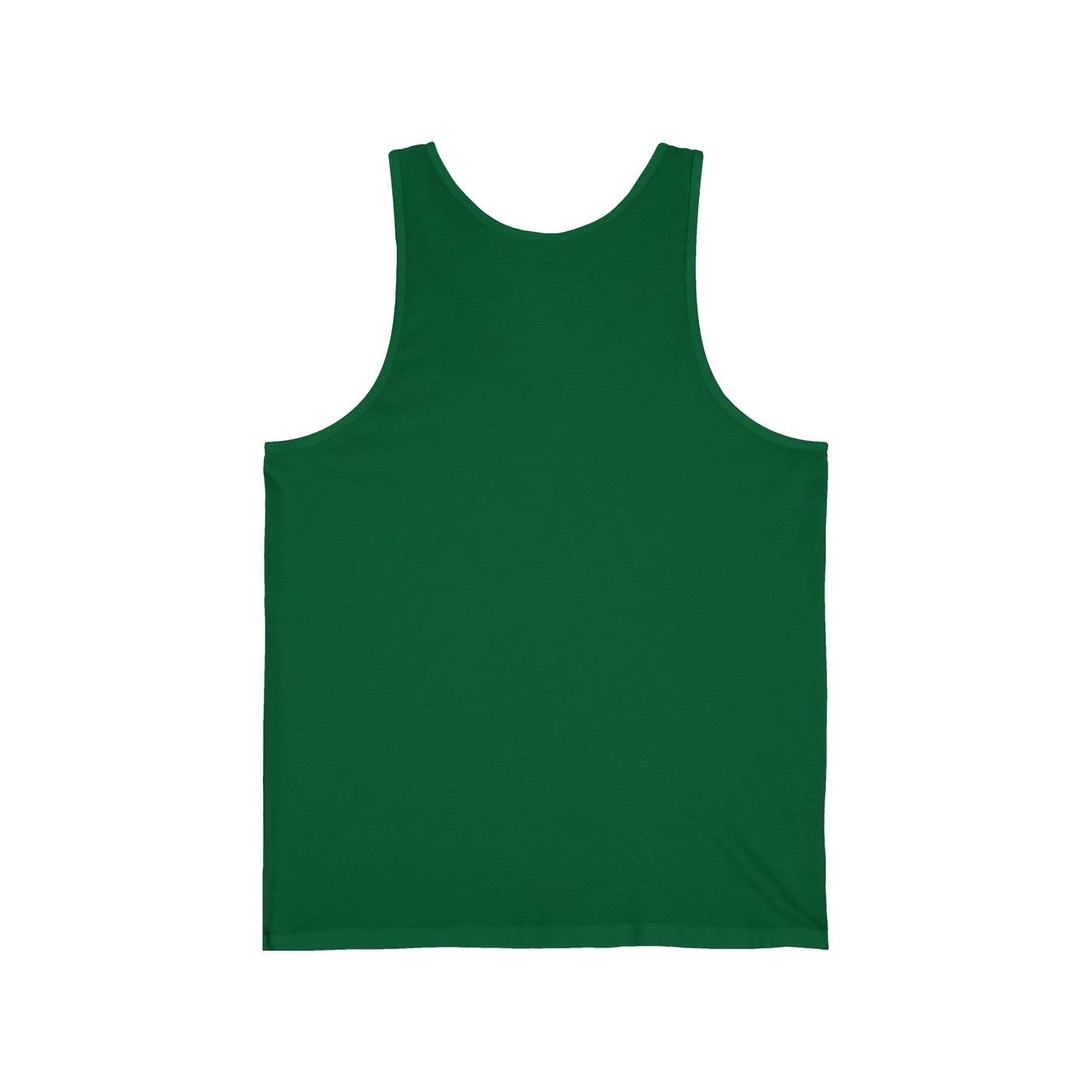 A sleeveless Tropical Mai Tai Tank is laid flat, back facing up, showing its simple green design on a white background—ideal for beach days or casual summer parties.