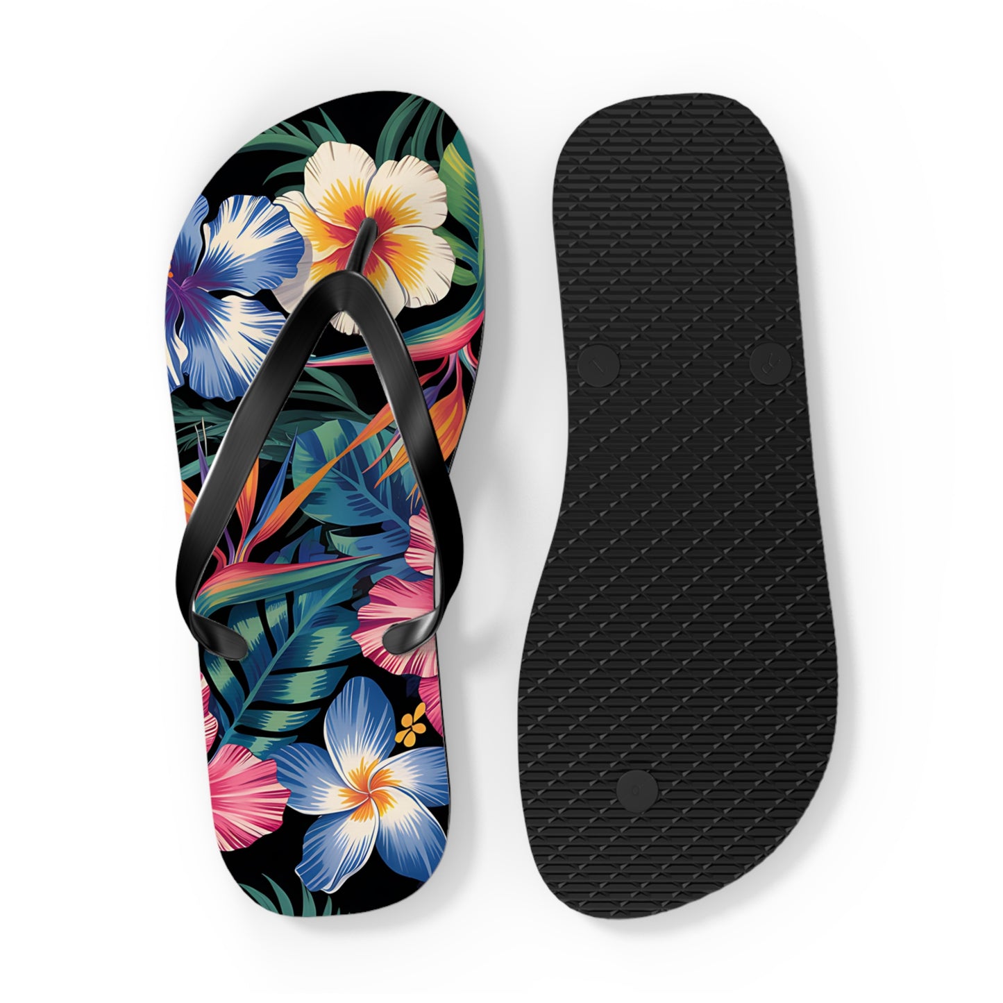Tropical Floral Flip Flops - Summer Beach Footwear